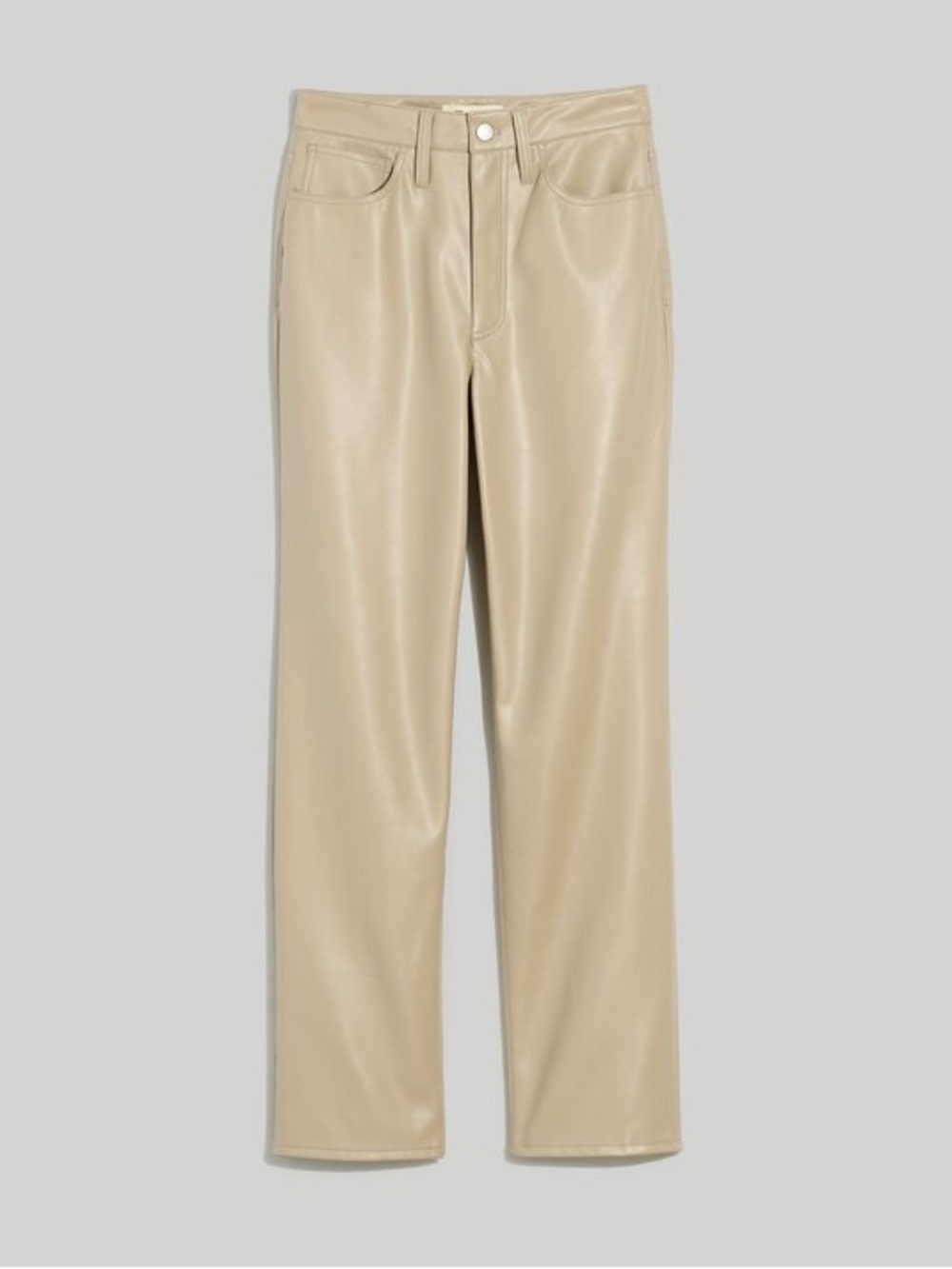 Madewell The Perfect Vintage Straight Pants Faux Leather Edition Pumice Size 29